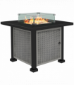 Outsunny Outdoor Propane Gas Fire Pit Table w/ Wind Screen & Glass Beads, Grey