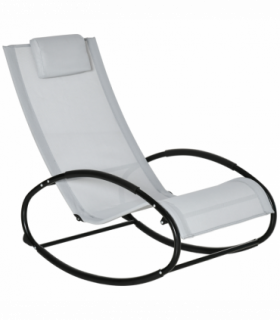 Outsunny Patio Rocking Chair Orbital Zero Gravity Seat Pool Chaise w/ Pillow