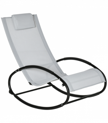 Outsunny Patio Rocking Chair Orbital Zero Gravity Seat Pool Chaise w/ Pillow