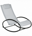 Outsunny Patio Rocking Chair Orbital Zero Gravity Seat Pool Chaise w/ Pillow