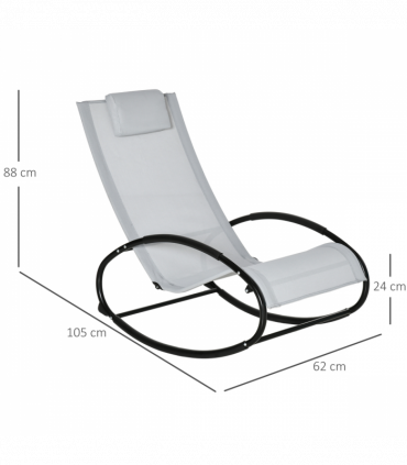 Outsunny Patio Rocking Chair Orbital Zero Gravity Seat Pool Chaise w/ Pillow