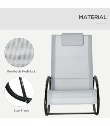 Outsunny Patio Rocking Chair Orbital Zero Gravity Seat Pool Chaise w/ Pillow
