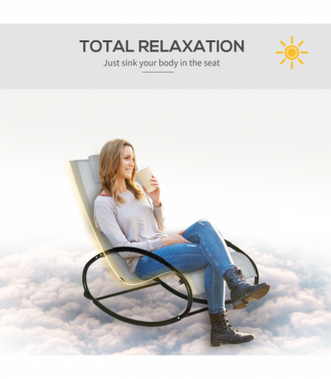 Outsunny Patio Rocking Chair Orbital Zero Gravity Seat Pool Chaise w/ Pillow