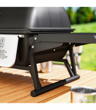 Outsunny Portable Tabletop Gas Barbecue Grill with Thermometer, Black