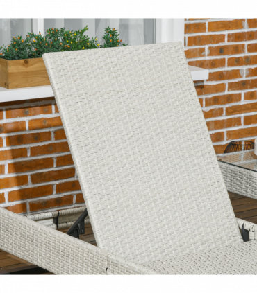 Outsunny Rattan Sun Lounger Set w/ Cushions, 5-Level Chaise Lounge Chairs, Grey