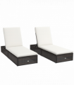 Outsunny Rattan Sun Loungers Set of 2, Recliner Chairs, Adjustable Back, Brown