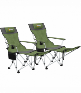 Outsunny Set of 2 Reclining Camping Chairs, Olive Green and Grey