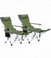 Outsunny Set of 2 Reclining Camping Chairs, Olive Green and Grey