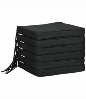 Outsunny Set of 6 Chair Cushion Seat Pads Dining Chair w/ Straps Outdoor Black