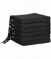 Outsunny Set of 6 Chair Cushion Seat Pads Dining Chair w/ Straps Outdoor Black