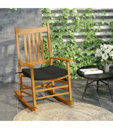 Outsunny Set of 6 Chair Cushion Seat Pads Dining Chair w/ Straps Outdoor Black