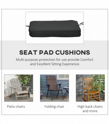 Outsunny Set of 6 Chair Cushion Seat Pads Dining Chair w/ Straps Outdoor Black