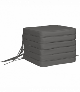 Outsunny Set of 6 Chair Cushion Seat Pads Dining Chair w/ Straps Outdoor Grey