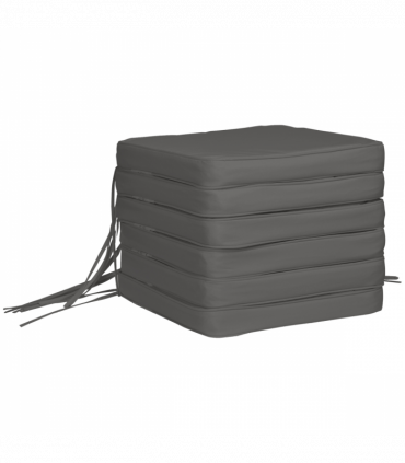 Outsunny Set of 6 Chair Cushion Seat Pads Dining Chair w/ Straps Outdoor Grey