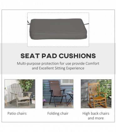 Outsunny Set of 6 Chair Cushion Seat Pads Dining Chair w/ Straps Outdoor Grey