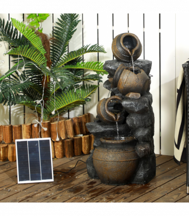 Outsunny Solar Water Feature with LED Lights and Pump 4 Tier Water Fountain