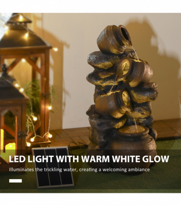 Outsunny Solar Water Feature with LED Lights and Pump 4 Tier Water Fountain