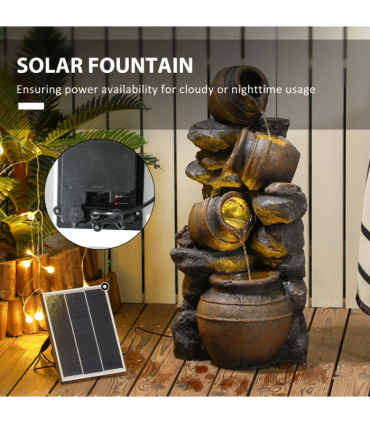 Outsunny Solar Water Feature with LED Lights and Pump 4 Tier Water Fountain