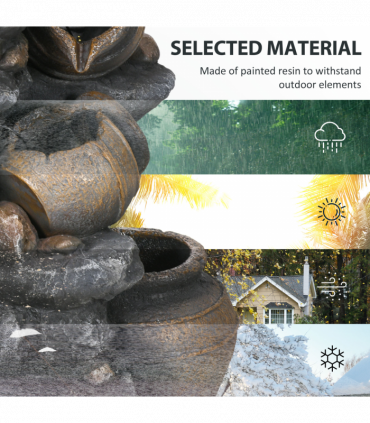 Outsunny Solar Water Feature with LED Lights and Pump 4 Tier Water Fountain