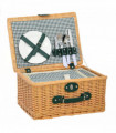 Outsunny Wicker Picnic Basket for 2 w/ Insulated Cooler Bag, Light Brown
