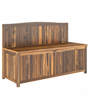 Outsunny Wood Storage Bench for Patio, Outdoor Garden Seating, Brown