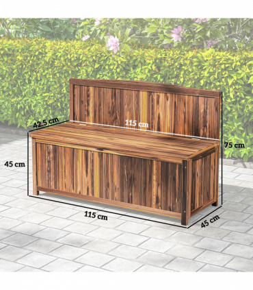 Outsunny Wood Storage Bench for Patio, Outdoor Garden Seating, Brown