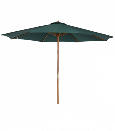 Outsunny Wooden Garden Parasol with Rope Pulley Mechanism and 8 Ribs Dark Green