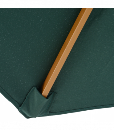 Outsunny Wooden Garden Parasol with Rope Pulley Mechanism and 8 Ribs Dark Green