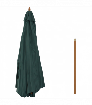 Outsunny Wooden Garden Parasol with Rope Pulley Mechanism and 8 Ribs Dark Green