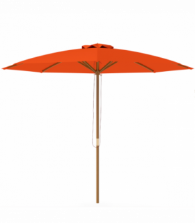 Outsunny Wooden Garden Parasol with Rope Pulley Mechanism and 8 Ribs Orange