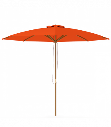 Outsunny Wooden Garden Parasol with Rope Pulley Mechanism and 8 Ribs Orange