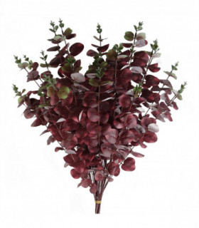 Pack of 6 x 100cm Artificial Eucalyptus Foliage Burgundy