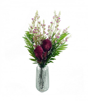 Pack of 6 x 100cm Artificial Foliage Stem with Small Flowers - Purple