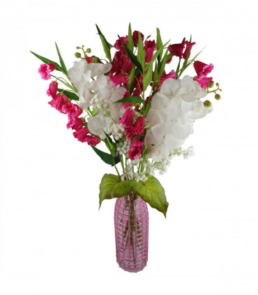 Pack of 6 x 100cm Trumpet Artificial Flower Stem Fuchsia Pink