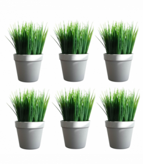 Pack of 6 x 22cm Artificial Grass Plant