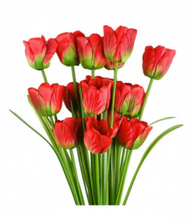 Pack of 6 x 80cm Artificial Tulip Red Stem