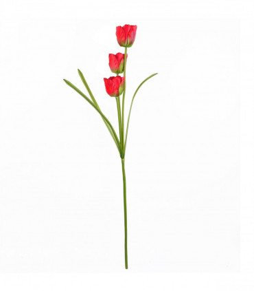 Pack of 6 x 80cm Artificial Tulip Red Stem