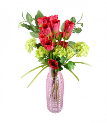 Pack of 6 x 80cm Artificial Tulip Red Stem