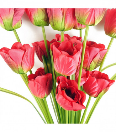 Pack of 6 x 80cm Artificial Tulip Red Stem