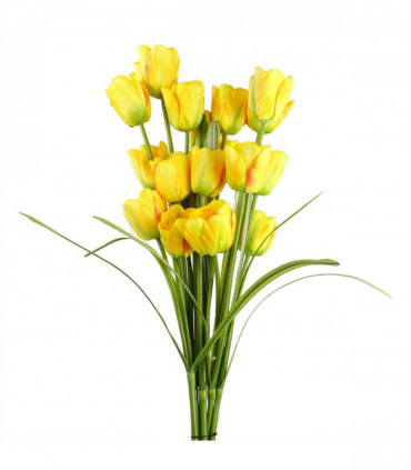 Pack of 6 x 80cm Artificial Tulip Yellow Stem