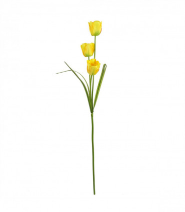 Pack of 6 x 80cm Artificial Tulip Yellow Stem