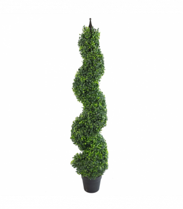 Pair of 120cm (4ft) Tall Artificial Boxwood Tower Trees Topiary Spiral Metal Top