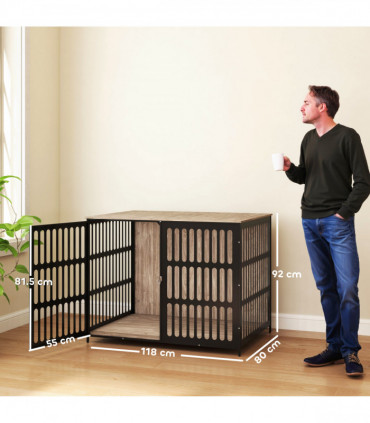PawHut Dog Crate Furniture with Anti-Chew Resistant Mesh for XL Dogs