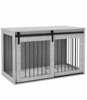 PawHut Dog Crate Furniture with Removable Cushion for XL-sized Dogs - Grey