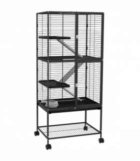 PawHut Ferret Cage 136cm Rolling Small Animal Cage w/ 3 Doors, Storage Shelf