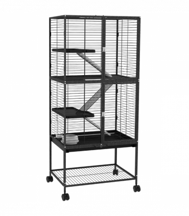 PawHut Ferret Cage 136cm Rolling Small Animal Cage w/ 3 Doors, Storage Shelf