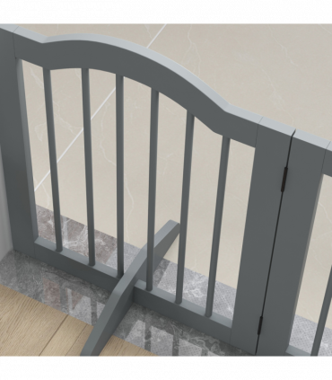 PawHut Freestanding Pet Gate Barrier 3 Pannel w/ Support Feet Light Grey