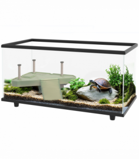 PawHut Turtle Tank 50L Glass Turtle Aquarium w/ Easy-Drain 60 x 30 x 32cm