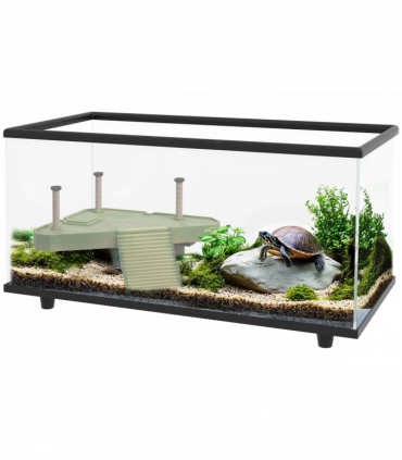 PawHut Turtle Tank 50L Glass Turtle Aquarium w/ Easy-Drain 60 x 30 x 32cm