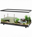 PawHut Turtle Tank 50L Glass Turtle Aquarium w/ Easy-Drain 60 x 30 x 32cm